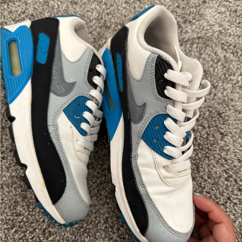 Nike Air Max 90 White and laser  Blue Sneakers 2020